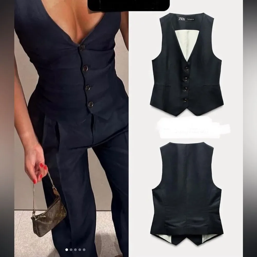 ZARA Tailored Linen Blend Waistcoat